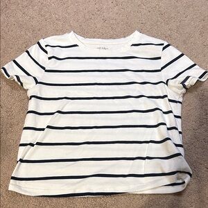 Old Navy. Navy Blue and White Striped Cropped Tee.